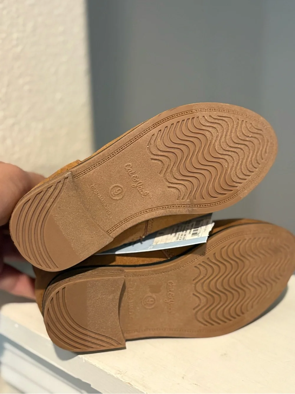 Cat & Jack Penelope Faux Suede Bootie Camel Unisex Kids Size 9 Flexible Outsole